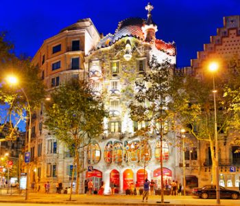 Barcelona,,Spain,-,Sept,04,,2014:,Night,Outdoor,View,Gaudi's